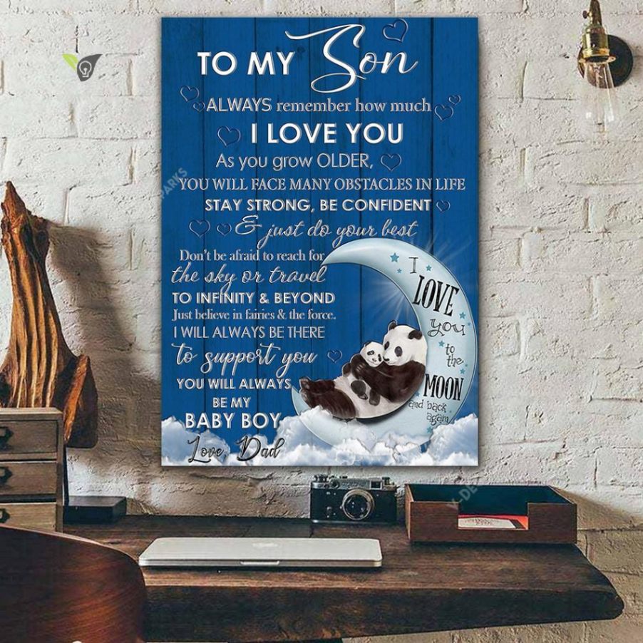 Va-nh Moon Panda I Love You Son Dad Canvas Poster Wall Art Poster Print Canvas Print Wall Decor - Image 2