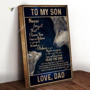 Wolf Galaxy Night Son Dad Canvas Poster Wall Art Poster Print Canvas Print Wall Decor