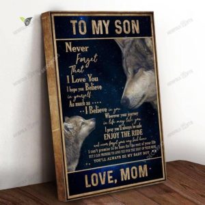 Wolf Galaxy Night Son Mom Canvas Poster Wall Art Poster Print Canvas Print Wall Decor