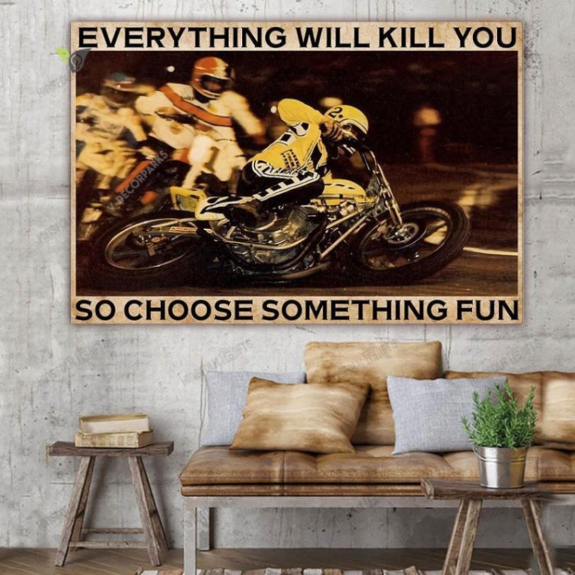 Yellow Biker Canvas Poster Wall Art Poster Print Canvas Print Wall Decor - Image 2