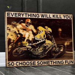Yellow Biker Canvas Poster Wall Art Poster Print Canvas Print Wall Decor
