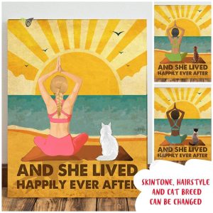 Yoga And Cat - Personalized Custom Canvas - Happily Ever After Poster Wall Art Poster Print Canvas Print Wall Decor