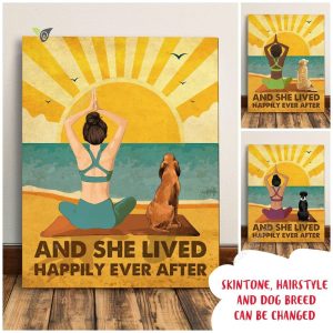 Yoga And Dog - Personalized Custom Canvas - Happily Ever After Poster Wall Art Poster Print Canvas Print Wall Decor