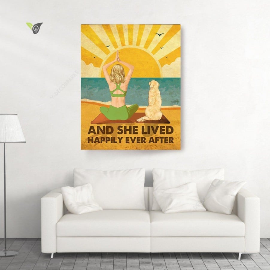 Yoga And Dog - Personalized Custom Canvas - Happily Ever After Poster Wall Art Poster Print Canvas Print Wall Decor - Image 2