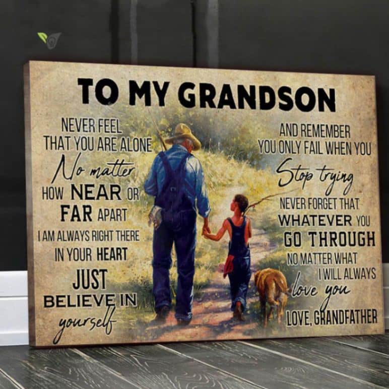 Fishing To My Grandson Canvas Poster Wall Art Poster Print Canvas Print Wall Decor