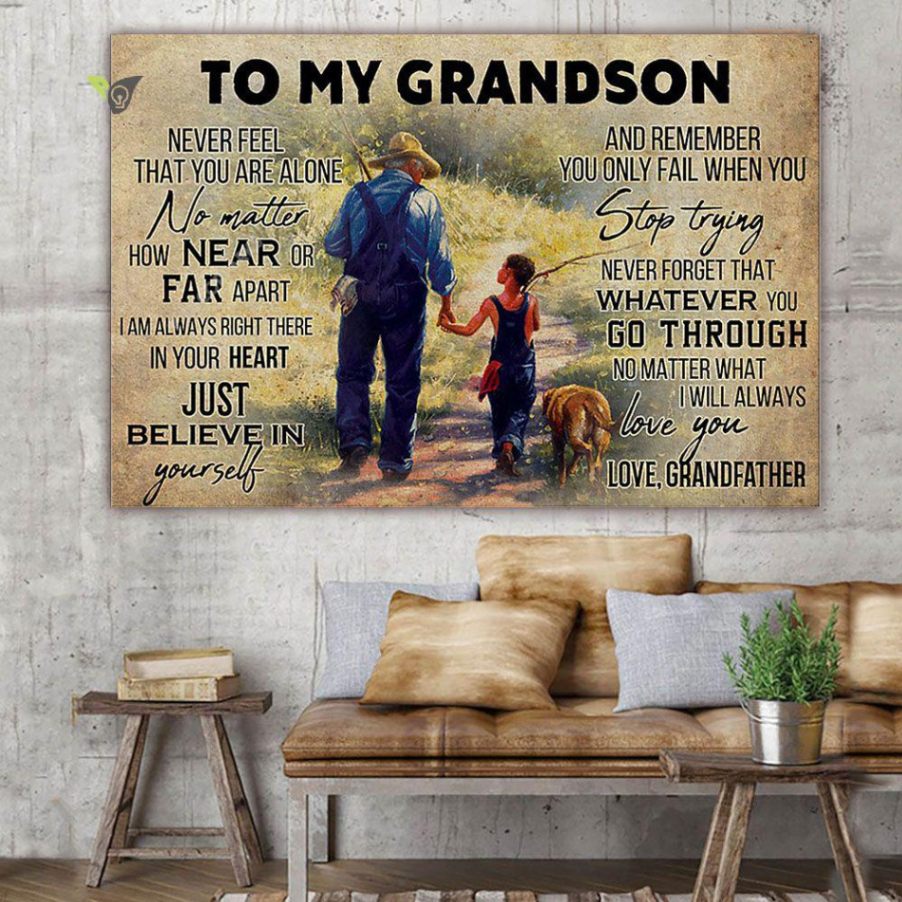 Fishing To My Grandson Canvas Poster Wall Art Poster Print Canvas Print Wall Decor - Image 2