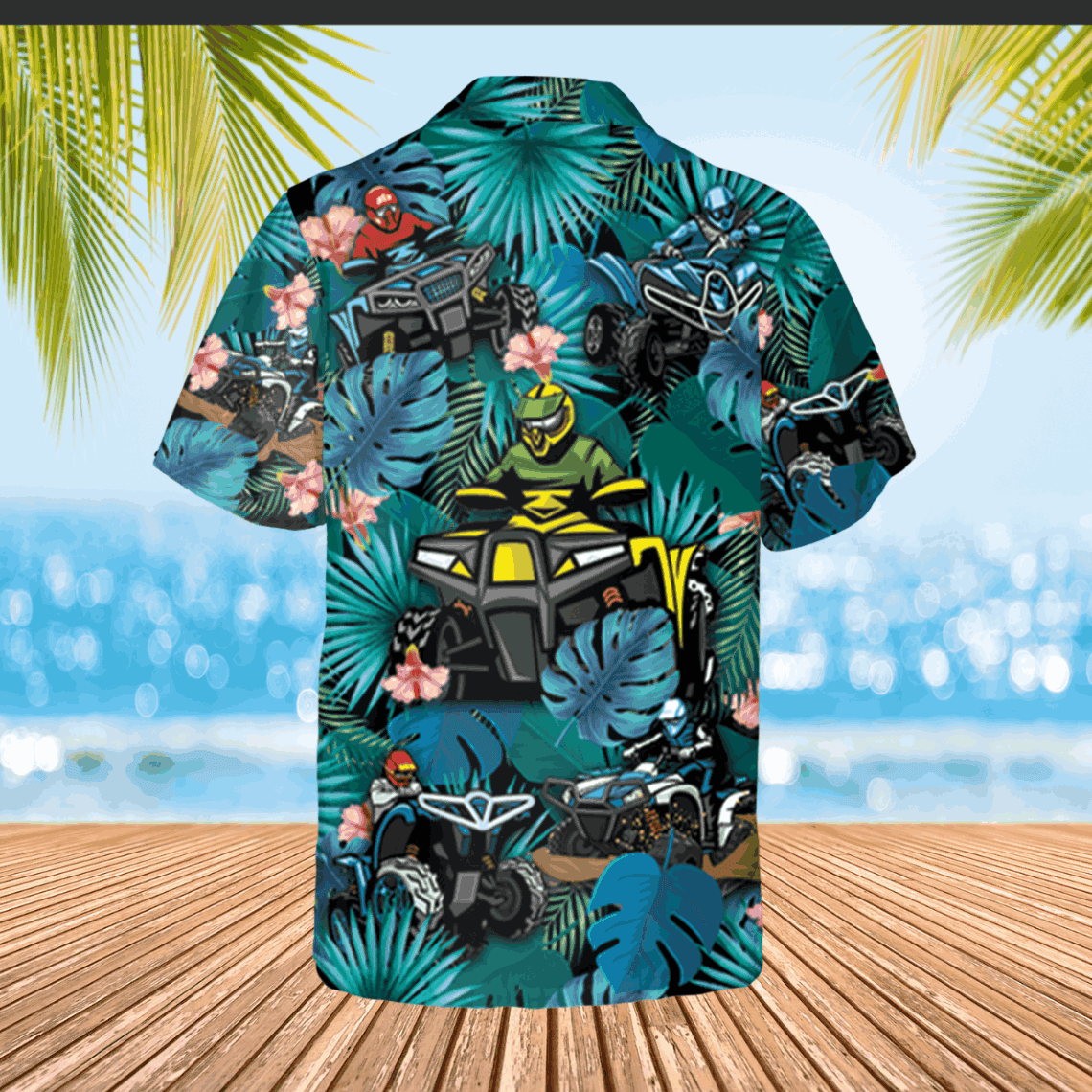 Blue Atv Hawaiian T-shirt Hawaiian Outfit Racing Gift - Image 2