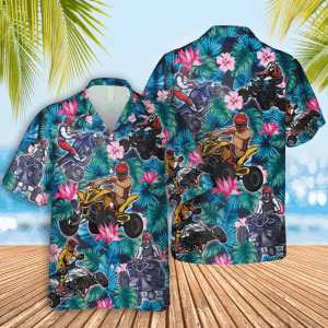 Atv Blue Hawaiian Shirt Summer Travel Shirt Beach Gift