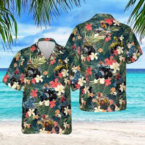 Atv Car Tropical Plants And Flowers Hawaiian Shirt Summer Traveling Shirt