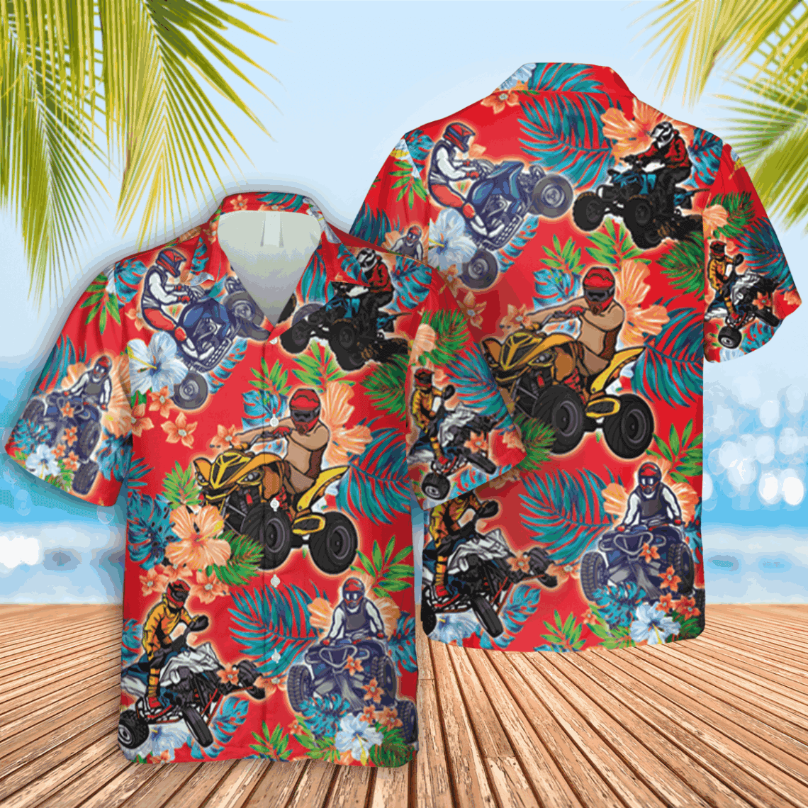 Atv Rider Red Hawaiian Shirt Funny Beach Shirt