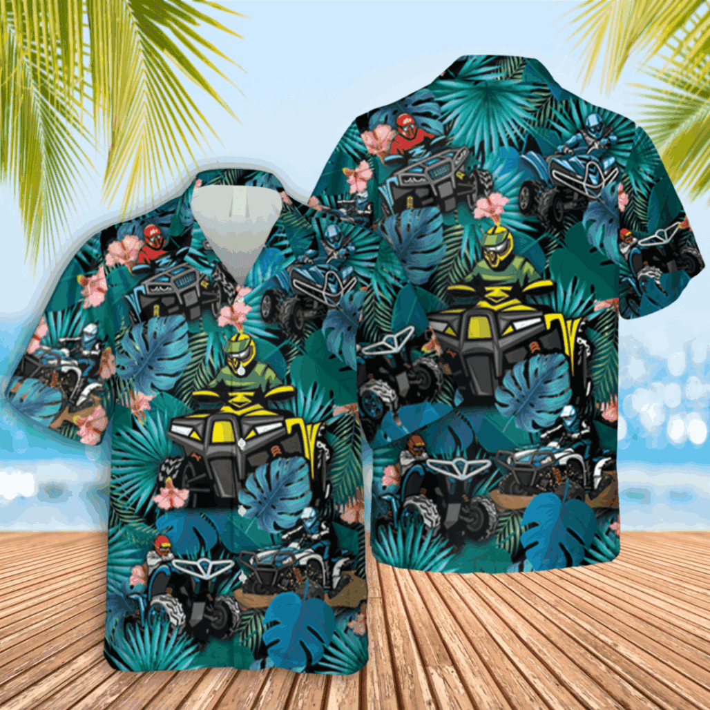 Blue Atv Hawaiian T-shirt Hawaiian Outfit Racing Gift