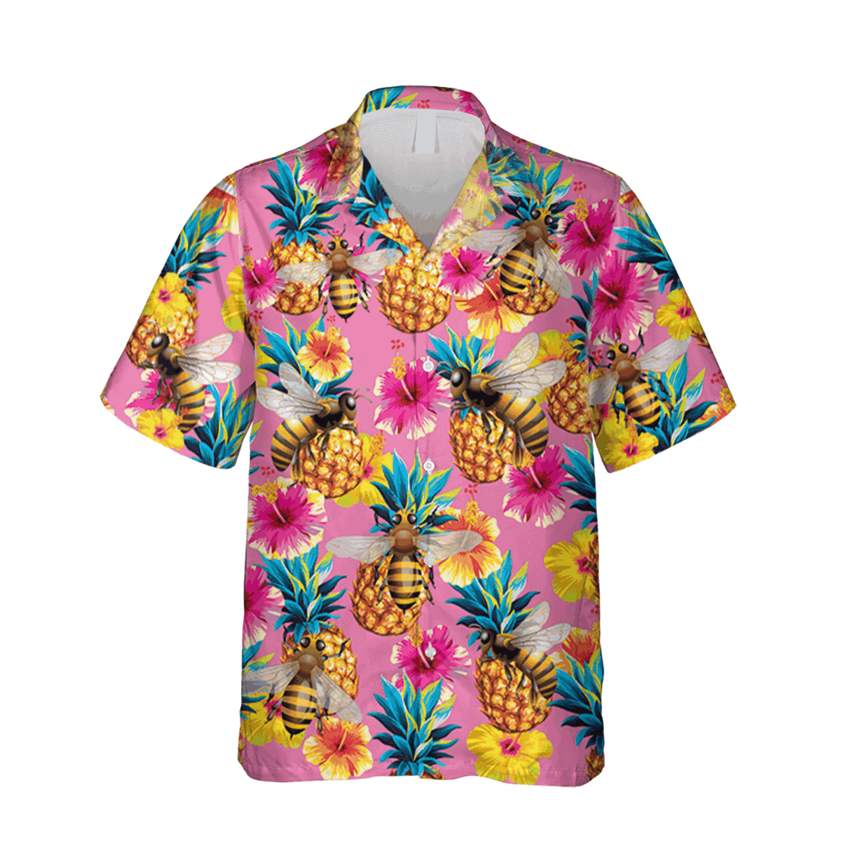 Bee Fruits And Plants Pink Hawaiian Shirt Gift For Beekeeper - Image 2