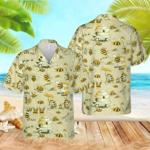 Funny Bee Icon Hawaiian T-shirt Vintage Shirt For Men