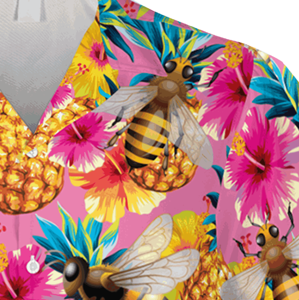 Bee Fruits And Plants Pink Hawaiian Shirt Gift For Beekeeper - Image 4