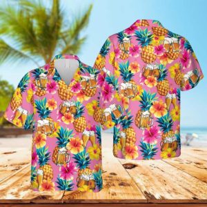 Beer Cheers Pineapple Pink Hawaii Shirt Summer Shirt