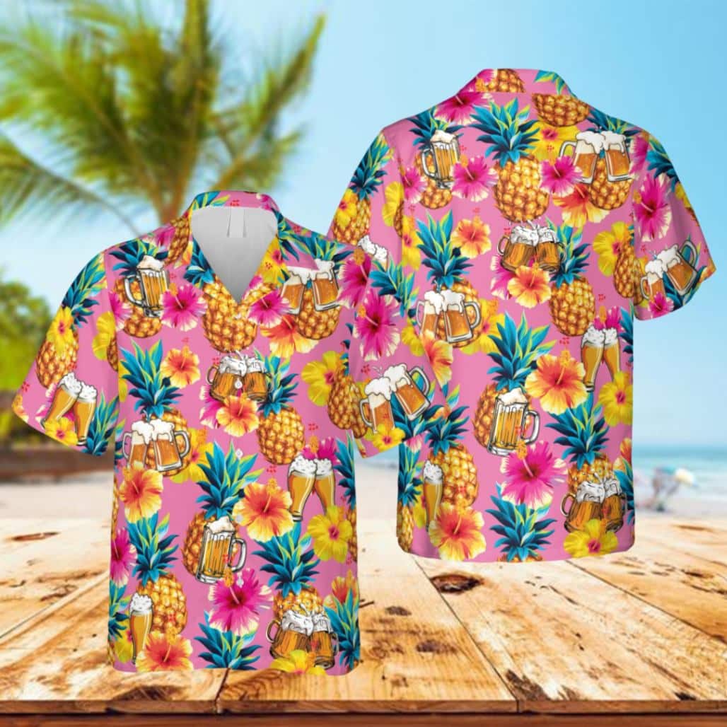 Beer Cheers Pineapple Pink Hawaii Shirt Summer Shirt