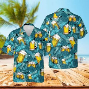 Beer Cups And Tropical Plants Hawaii T-shirt Gift For Dad