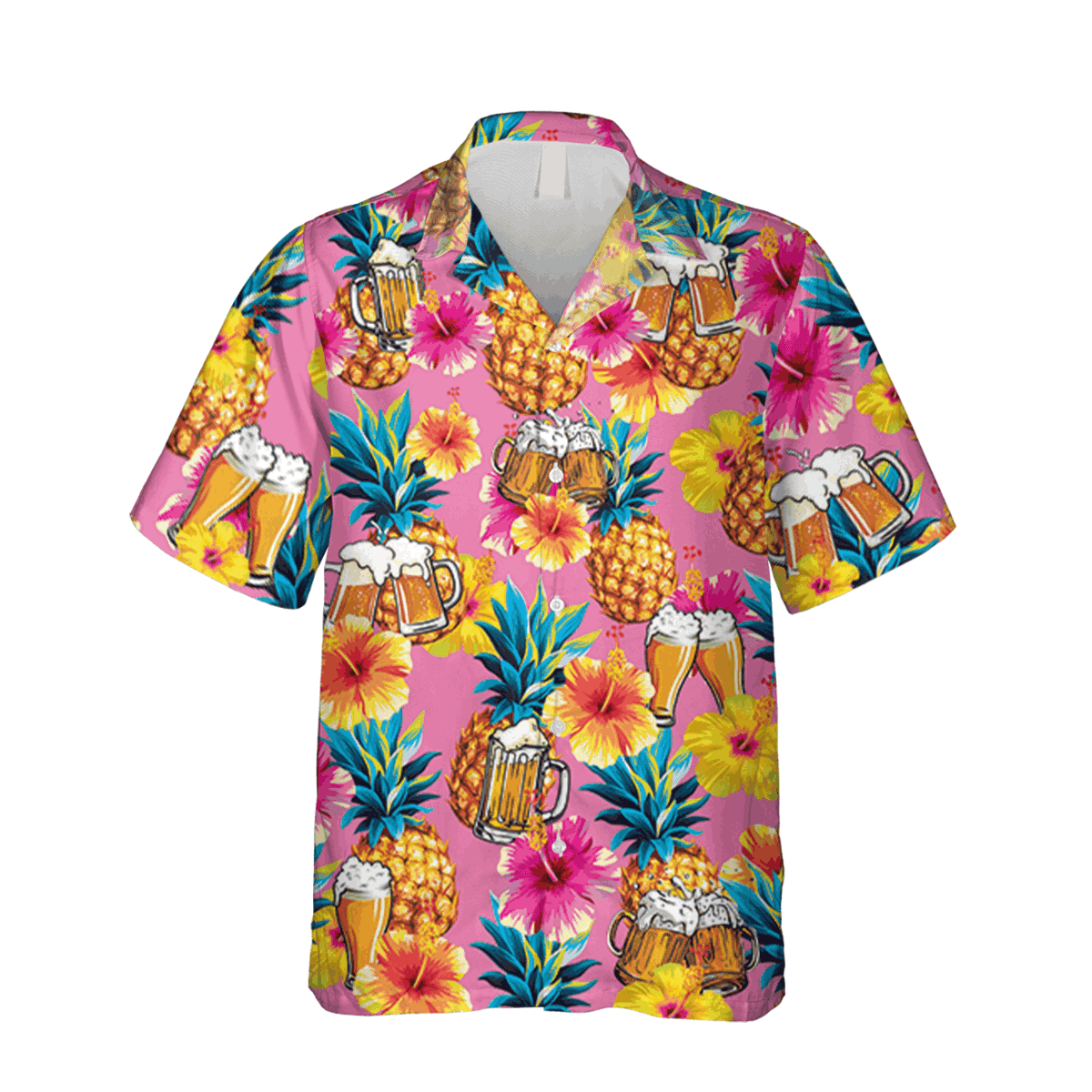 Beer Cheers Pineapple Pink Hawaii Shirt Summer Shirt - Image 2