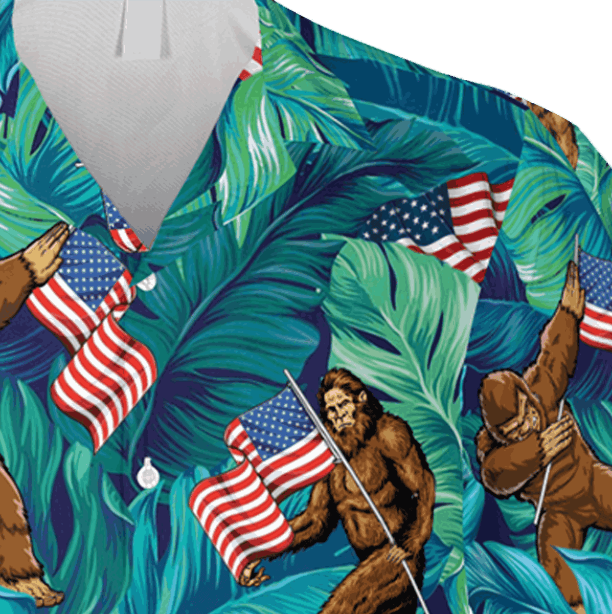 Bigfoot American Flag Hawaii Shirt Camping Outfit - Image 4