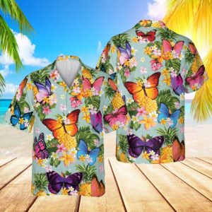 Butterflies And Pineapple Hawaii Shirt Fruits Summer Shirt