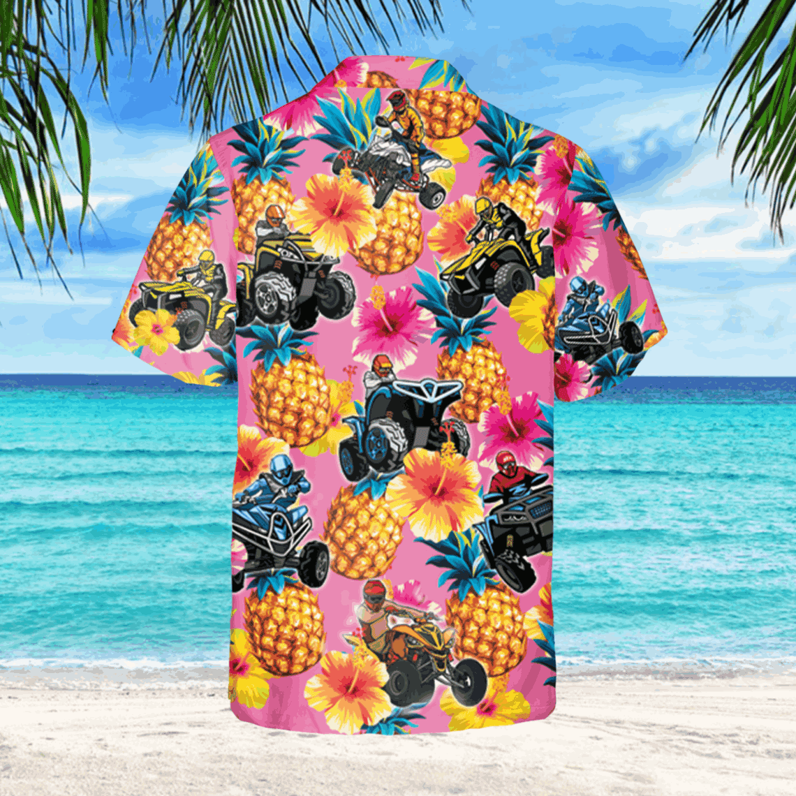 Blue Atv Hawaiian T-shirt Hawaiian Outfit Racing Gift - Image 3