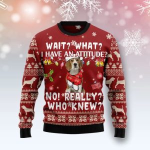 Christmas Ugly Sweater Beagle Attitude Funny Unisex Sweater Gift