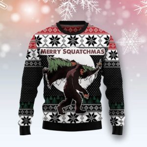 Christmas Ugly Sweater Bigfoot Squatchmas Funny Unisex Sweater Gift