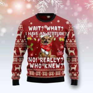 Christmas Ugly Sweater Chihuahua Attitude Funny Unisex Sweater Gift
