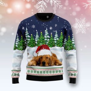 Christmas Ugly Sweater Dreaming Golden Retriever Funny Unisex Sweater Gift