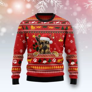 Christmas Ugly Sweater German Shepherd Waiting For Christmas Funny Unisex Sweater Gift
