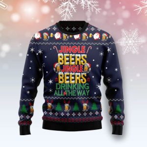 Christmas Ugly Sweater Jingle Beers Drinking All The Ways Funny Unisex Sweater Gift