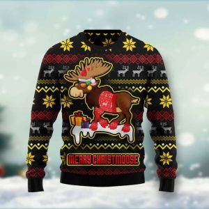 Christmas Ugly Sweater Moose Funny Unisex Sweater Gift