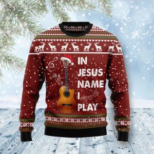 Christmas Ugly Sweater Play Guitar Funny Unisex Sweater Gift