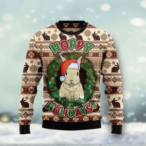 Christmas Ugly Sweater Rabbit Happy Holidays Funny Unisex Sweater Gift