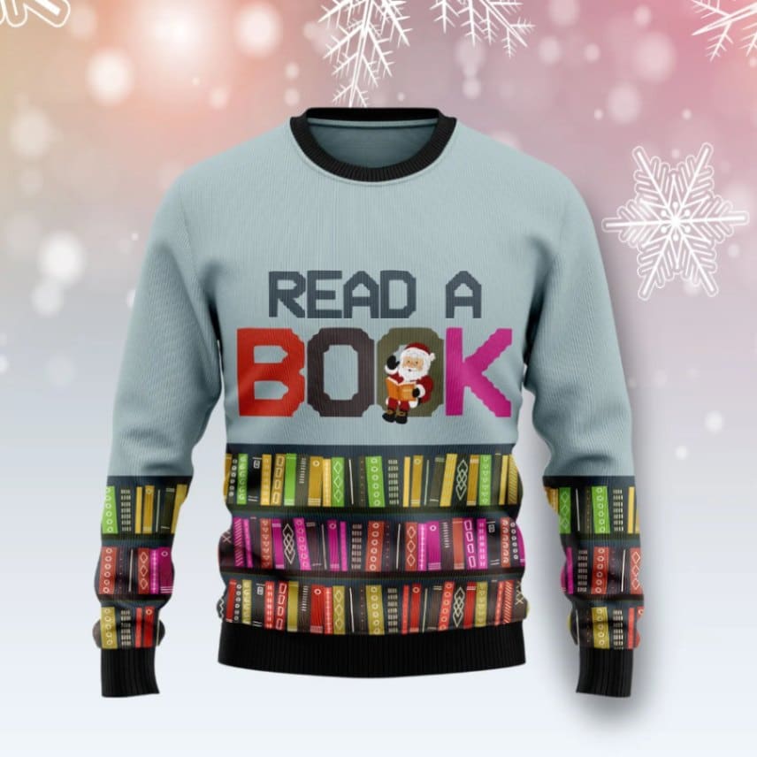 Christmas Ugly Sweater Read A Book Funny Unisex Sweater Gift