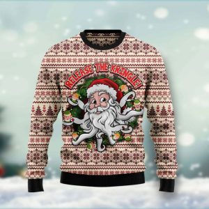 Christmas Ugly Sweater Santa Claus Release The Kringle Funny Unisex Sweater Gift