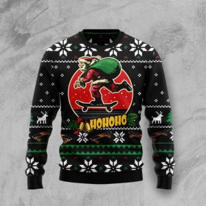 Christmas Ugly Sweater Santa Claus Skateboard Funny Unisex Sweater Gift