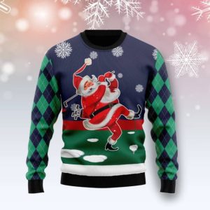 Christmas Ugly Sweater Santa Golfer Funny Unisex Sweater Gift