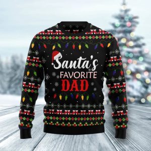 Christmas Ugly Sweater Santas Favorite Dad Funny Unisex Sweater Gift