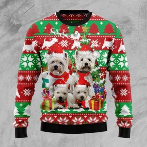 Christmas Ugly Sweater White Terrier Family Funny Unisex Sweater Gift