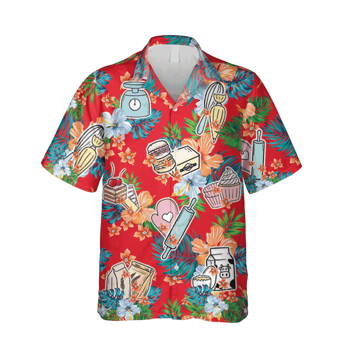 Vintage Red Baker Hawaii Shirt Cake Tropical Shirt - Image 2
