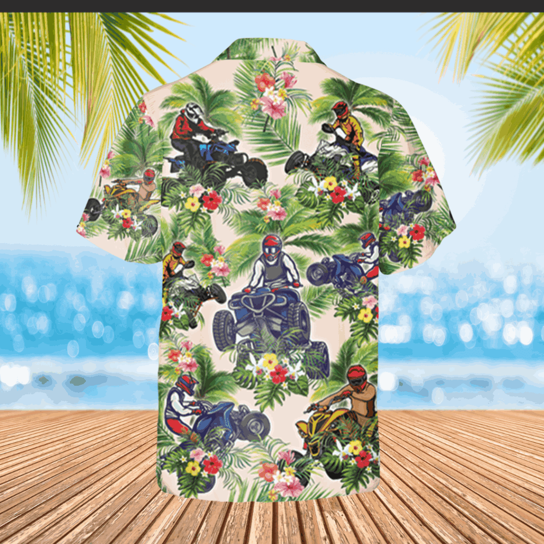 Riding Atv Hawaii Shirt Summer Hibicus Flowers Shirt - Image 2